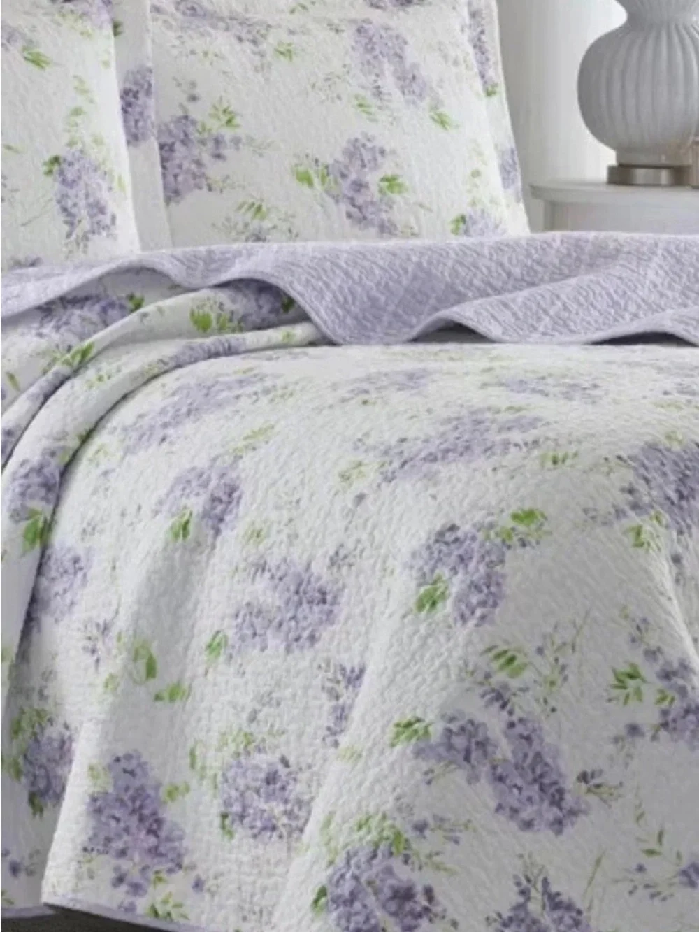 Laura Ashley ~ Full/Queen Keighley Floral 3 Pc Quilt Set Reversible Purple